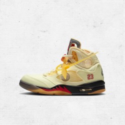 Best Jordans 5 Retro OFF-WHITE Sail Men AJ5 Shoes DH8565-100