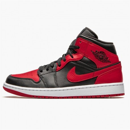 Air Jordan 1 Mid Banned 2020 554724 074 Black University Red Black Whi Women And Men AJ1 Jordan Sneakers