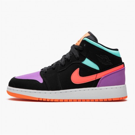 Air Jordan 1 Mid Candy Blacktotal Orange 554725 083 Women And Men AJ1 Jordan Sneakers