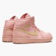 Air Jordan 1 Mid Coral Gold Women And Men 852542 600 Coral Stardustclub Gold AJ1 Black Jordan Sneakers