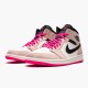 Air Jordan 1 Mid Crimson Tint Crimson Tinthyper Pink Black 852542 801 AJ1 Women And Men Sneakers