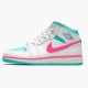 Air Jordan 1 Mid Digital Pink Womens Whitedigital Pink Aurora Gree 555112 102 AJ1 Jordan Sneakers