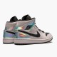 Air Jordan 1 Mid Dirty Powder Iridescent Barely Roseblackmulti Bq6472 602 Women And Men AJ1 Jordan Sneakers