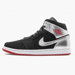 Air Jordan 1 Mid Johnny Kilroy Blackgym Red Metallic Silver Sneakers 554724 057 AJ1 Basketball Shoes