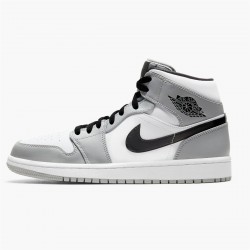 Air Jordan 1 Mid Light Smoke Grey Light Smoke Greyblack White 554724 092 Women And Men AJ1 Jordan Sneakers