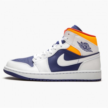 Air Jordan 1 Mid Royal Blue Laser Orange AJ1 Women And Men Sneakers 554724 131