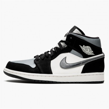 Air Jordan 1 Mid Satin Grey Toe Blackanthracite Sail 852542 011 Sneakers AJ1 Basketball Shoes