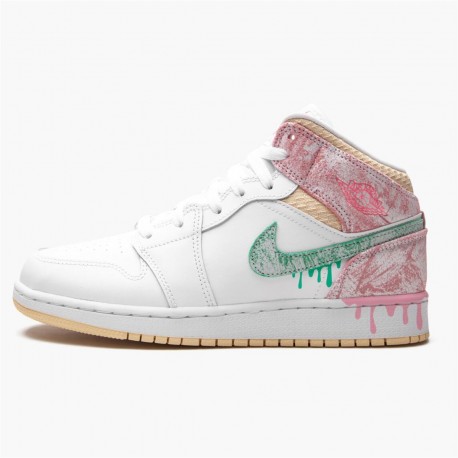 Air Jordan 1 Mid Se Gs Ice Cream Dd1666 100 Womens Jordan Sneakers AJ1