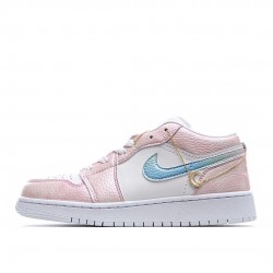 Air Jordan 1 Low White Pink 553560 130 Women AJ1 Shoes