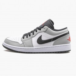 Air Jordan 1 Retro Low Light Smoke Grey Women And Men 553558 030 Lt Smoke Greygym Red White AJ1 Jordan Sneakers