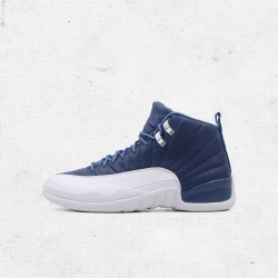 Best Jordans 12 Retro Indigo White Blue Men AJ12 Shoes 130690-404