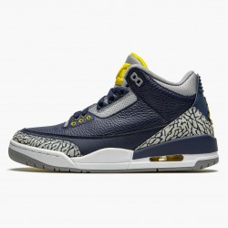 Air Jordan 3 Retro Michigan Mens AJ3 820064 Blackuniversity Gold Cement G AJ3 Jordan Sneakers