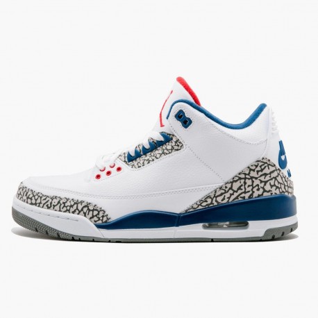 Air Jordan 3 Retro Og True Blue Mens 854262 106 Whitefire Red True Blue AJ3 Jordan Sneakers