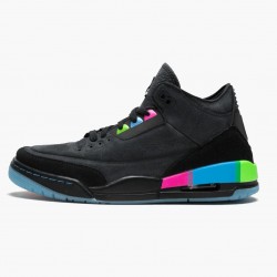 Air Jordan 3 Retro Quai54 Women And Men At9195 001 Blackblack Electric Green AJ3 Jordan Sneakers