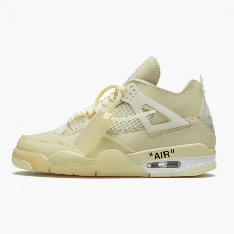 Air Jordan 4 Retro Off White Sail Women And Men Jordan Sneakers Sailmuslin White Black Cv9388 100