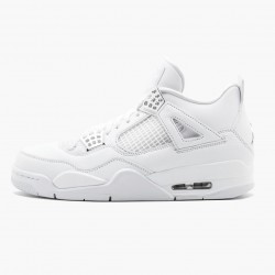 Air Jordan 4 Retro Pure Money Women And Men 308497 100 Whitemetallic Silver AJ4 Jordan Sneakers