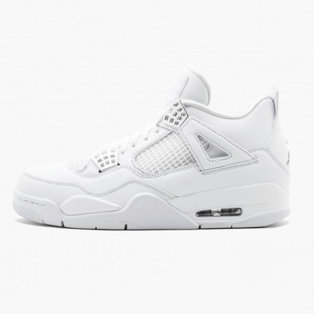 Air Jordan 4 Retro Pure Money Women And Men 308497 100 Whitemetallic Silver AJ4 Jordan Sneakers