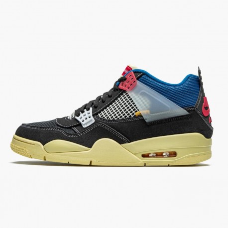 Air Jordan 4 Retro Union Off Noir Women And Men Dc9533 001 Off Noirbrigade Blue Dark Smo AJ4 Jordan Sneakers