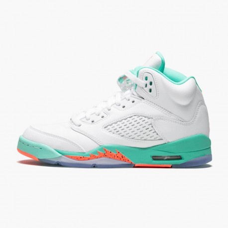 Air Jordan 5 Retro Light Aqua Women And Men Whitecrimson Pulse Light Aqua 440892 100 AJ13 Jordan Sneakers