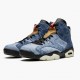 Air Jordan 6 Retro Washed Denim Women And Men Ct5350 401 Black Sailvarsity Red AJ6 Black Jordan Sneakers