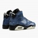 Air Jordan 6 Retro Washed Denim Women And Men Ct5350 401 Black Sailvarsity Red AJ6 Black Jordan Sneakers