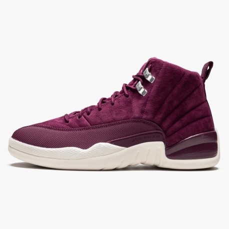 Air Jordan 12 Retro Bordeaux Mens AJ12 130690 617 Bordeauxsail Metallic Silver Jordan Sneakers