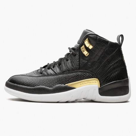 Air Jordan 12 Retro Reptile Women And Men AJ12 Ao6068 007 Blackmetallic Gold White Jordan Sneakers