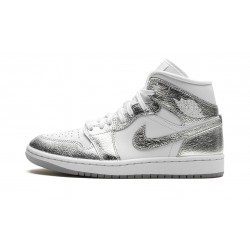 Nike Air Jordan 1 Mid SE (W) Metallic Silver FN5031-100 Shoes